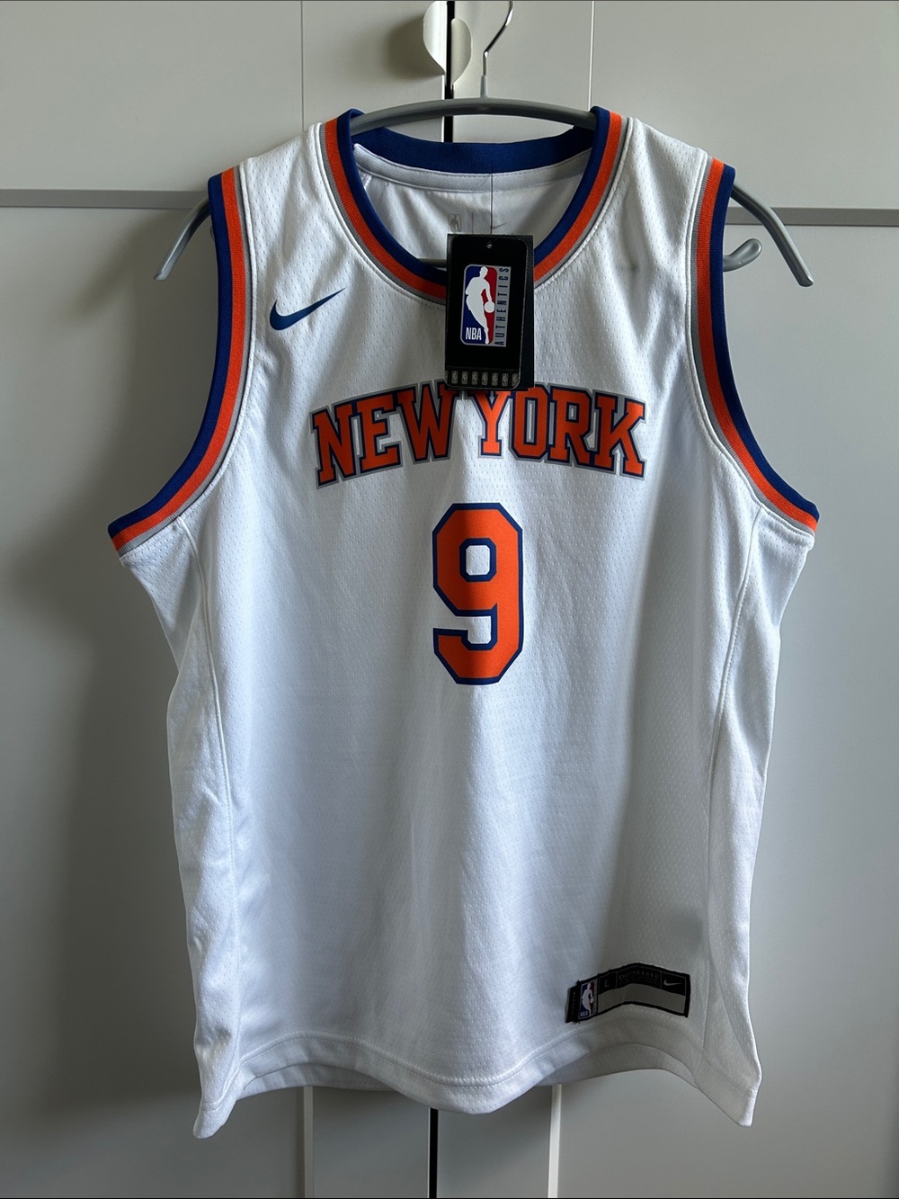 Youth Nike White New York Knicks #9 RJ Barrett Jersey with Orange and Blue Trim